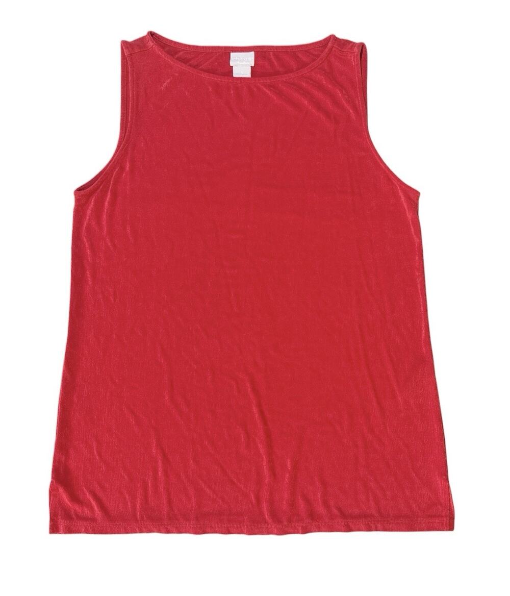 Chico's Tank Top Red Sleeveless Travelers Stretch Jersey Womens Medium 8